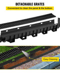 Low-Profile Trench Drain System With Plastic Grate 5.9x5.1 Inch HDPE Channel Drainage showing detachable grates and easy cleaning