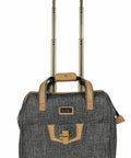 Underseat Carry-On Luggage For Women, 15 Inch Lightweight Bag With 2 Spinner Wheels, Small Nylon Briefcase Style, Paige Silver