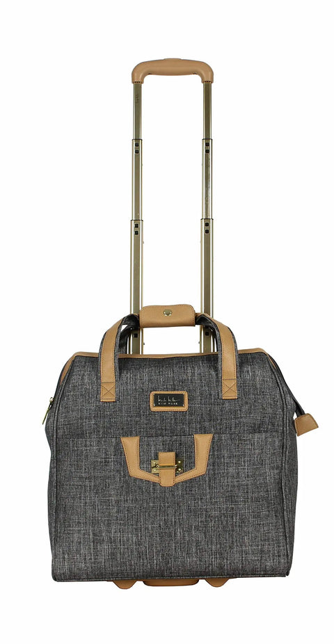 Underseat Carry-On Luggage For Women, 15 Inch Lightweight Bag With 2 Spinner Wheels, Small Nylon Briefcase Style, Paige Silver