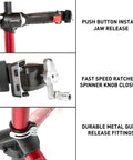 Pro Mechanic HD Bike Repair Stand With 360 Degree Clamp heavy duty aluminum build close-up of clamp and fittings