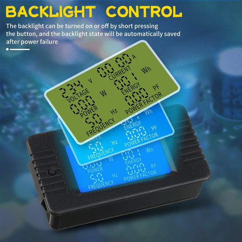 Backlit LCD of Two Pack AC Current Voltage Amperage Power Energy Panel Meter 80 To 260V 100A LCD Digital Ammeter Voltmeter Multimeter With Split Core CT Backlight Power Monitor For Home Workshop Or Industrial Use