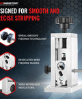 Drill Powered Wire Stripper For Copper Wire Up To Three Quarters Of An Inch features spiral groove feeding and guides