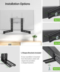 Installation options for Rock Solid Soundbar Mount Bracket. Adjustable design with L-shaped brackets for easy setup.