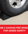 Heavy Duty Wheel Chocks Set Pack Of 2 For Safe Vehicle Stabilization During Repairs, Ramps And Lifts, Non Slip Rubber Construction