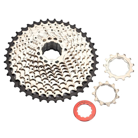 11 Speed Bike Cassette 11-40T Wide Range Sprocket For Shimano SRAM Sunrace HG Systems, Fits Mountain And Road Bikes, Rugged Steel Build For Smooth Shifts And Killer Value, shown with lockrings