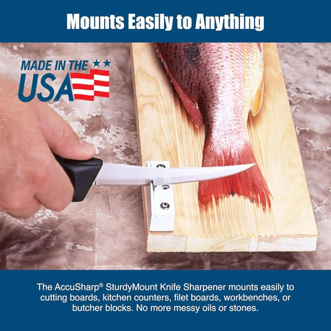 Sturdy Mount Diamond Honed Knife Sharpener for Quick Restore and Hone, Tungsten Carbide Blade Sharpening Tool No Fuss Mounting, Easy to Use on Any Counter, Board, or Workbench, Revives Kitchen Knives and All Blades