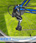 Rear Derailleur Hanger Mount RD-TZ31A on blue 6/7-speed mountain bike, focus on precise GS SIS index shifting drivetrain.