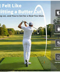 Man practicing swing on Premium Dual Turf Golf Mat 5x4ft Thick 1.57in for Backyard Driving Range Indoor Outdoor Practice