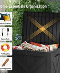 31 Gallon Barn Style Outdoor Deck Box Waterproof Storage Chest With Lockable Lid for patio cushions and garden tools storage