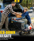 Foldable Wagon Cart With Drop Down Tailgate For Groceries And Gear, Heavy Duty Utility Beach Cart With All Terrain Wheels loaded with camping gear