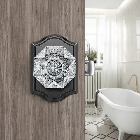 Five Pack Black Vintage Crystal Glass Door Knobs With Lock For Privacy Use Heavy Duty Zinc Alloy Backplates And Matte Finish Doorknob Set Installed