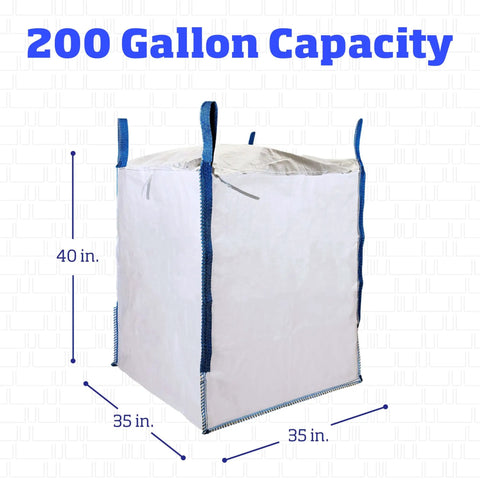 Heavy Duty 200 Gallon Builder Bulk Bags for Demolition and Construction Open Top White Woven Polypropylene Trash Sacks