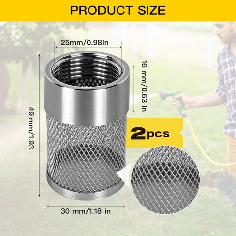 2 Pack 25mm Garden Hose Strainer Inline Filter Heavy Duty For Livewell Pumps And Sprayers Debris Catcher Water Filter