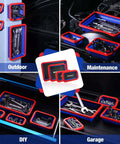 Four Piece Collapsible Magnetic Parts Tray Set With Dual Sided Magnets for screws and bolts in garage or outdoor use