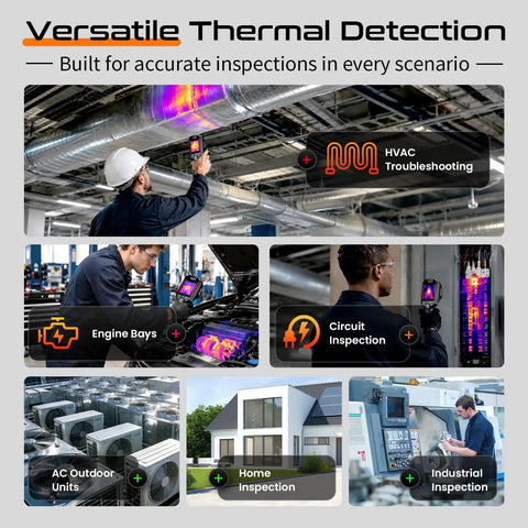 Thermal Imaging Camera With 640x480 IR Resolution And 25Hz Refresh Rate Dual Camera System With 2MP Visible Light Handy Handheld Pro Grade Unit For Home Inspection HVAC Electrical And Water Leak Detection used for HVAC, engine, circuit, home and industrial inspections