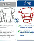 Red Fire Sprinkler Head Guard Cover Cage 10 Pack comparison image showing reinforced red steel frame vs flimsy gray guard.