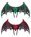 Red and green dragon wing cosplay props, lightweight polyester, for stage performances and Halloween parties, set of two.
