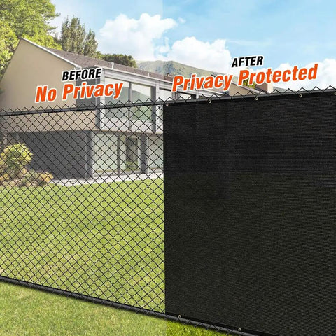 Privacy Fence Screen 4 By 50 Feet Heavy Duty Knitted Net With Reinforced Bindings Brass Grommets And Cable Ties Black Outdoor Garden Windscreen Shade Net Barrier For Backyard Fences dividing a backyard.