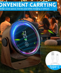 Compact Desk Fan With 5000mAh Rechargeable Battery, retro low noise portable table fan with LED night light in outdoor setting