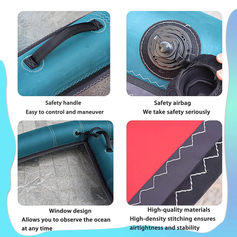 4.2 Square Meters Inflatable Wing Foil Sail with handle, safety valve, window design, and reinforced stitching details