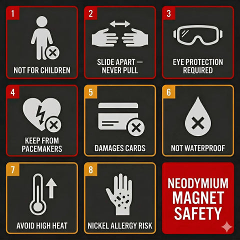 Safety guidelines for Beefy 70 Lb Pull Neodymium Cylinder Magnet 1 Inch Diameter By 1 Inch Height 25mm By 25mm Rare Earth Magnet use
