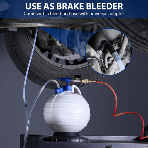6L Dual Operation Oil Extractor Pump with Pneumatic and Manual Fluid Suction used as brake bleeder under vehicle