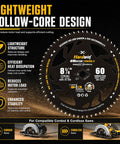 Lightweight 8-1/4 Inch Table Saw Blade With Sixty Carbide Tips And Thin Kerf Profile, designed for efficient cutting.