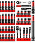 Real Deal 88 Piece Impact Driver And Magnetic Screwdriver Bit Set Tough Build S2 Steel organized in a compact display with various bits.