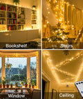 Indoor String Lights With Remote 33ft 100 LED Warm White Twinkle Fairy Lights on bookshelf, stairs, window, ceiling