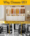 Modular Walk In Closet System with 4 Sets Extending 8 to 21 Feet Including 12 Spacious Drawers in stylish bedroom setup.