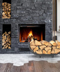 Heavy Duty 29 Inch Firewood Rack For Indoor Or Outdoor Use Sturdy Iron Log Holder With Big Capacity Storage by fireplace
