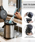 Cleaning Pump Action Airpot Coffee Dispenser 3L Stainless Steel Thermal Carafe in kitchen sink