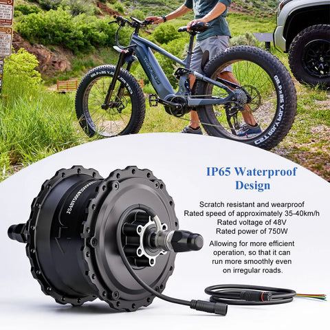 48V 1000W Rear Hub Motor For E Bikes With 9 Pin Connector IP65 Waterproof Aluminum Alloy Body conversion kit next to bike