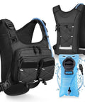 Lightweight Running Vest With 2L Water Bladder Hydration Backpack For Men And Women, Reflective Chest Pack, Black