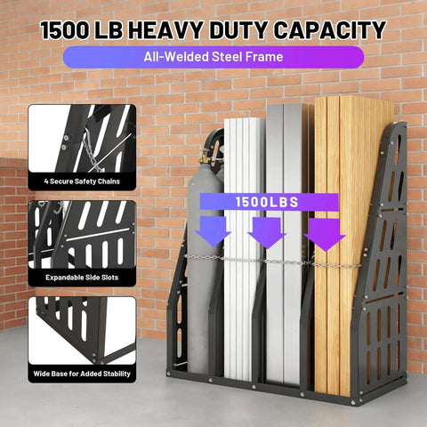 Heavy Duty 1500 Lb Capacity 4 Bay Vertical Bar Rack For Garage And Warehouse Storage Holds Lumber Pipes Conduit And Long Parts