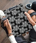 Heavy Duty Acrylic Clipboard With Black And White Tiger Print Thick Clear Clipboard For Office And Warehouse Fits Letter Size Papers Durable Writing Surface Easy Hanging Hole Sturdy Sleek Clipboard Accessory, tiger print top clip view