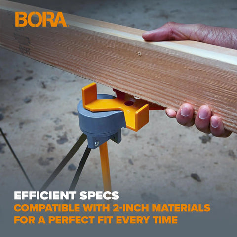 Universal 2x4 Support Bracket Four Pack Top Shelf Jig Makes Setup A Breeze For Any Workstand Or Router Table Locks Boards Tight So You Can Tackle Wild Cuts Without Hassle Guaranteed Straight Results, demonstrating use with a 2-inch wood board.