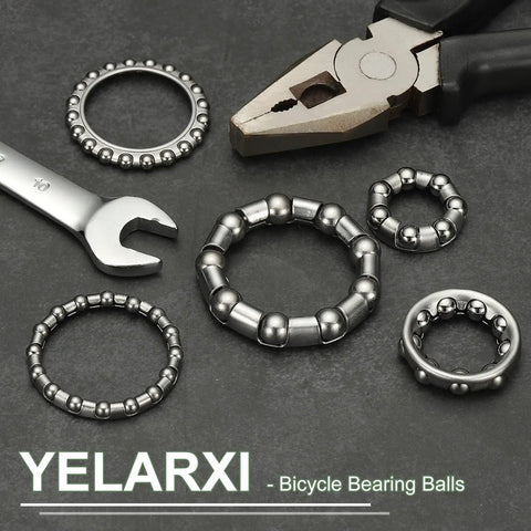 Bike Ball Bearings And Crank Bearing Retainer Set For Mountain And Road Bikes Stainless Steel Caged Wheel Bearings Three Sixteenths Inch Six Pack Silver Fit For MTB Crank Bottom Bracket Frame Repair displayed with tools