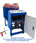 Heavy Duty Top Shelf Polyurethane Foam Spray Machine Pro Grade Foam Injection Pump Coating Setup For Spraying And Pouring Building Insulation 4KW 220V with controls and blue tank.