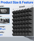 12 Pack Soundproof Foam Panels Ditch The Echo Now With Self Adhesive Peel And Stick Ultra High Density Wall Acoustic Tiles dimensions and features