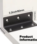 Heavy Duty L Bracket Set 10 Pack 3.2 Inch Shelf Brackets 90 Degree Corner Braces For Wood Shelves Black Metal Supports 80mm