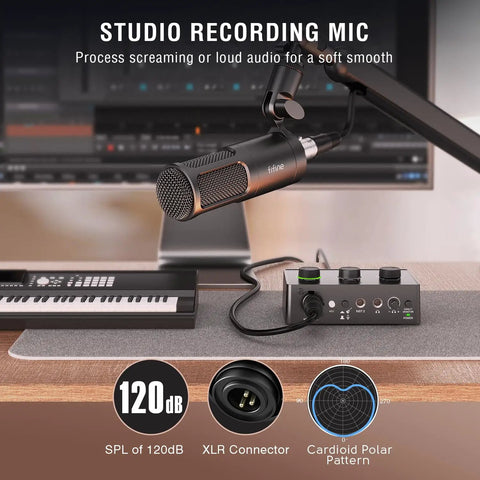 Podcast Equipment Bundle For Home Studio Music Recording Kit With Studio Dynamic Microphone And USB Audio Mixer XLR Input