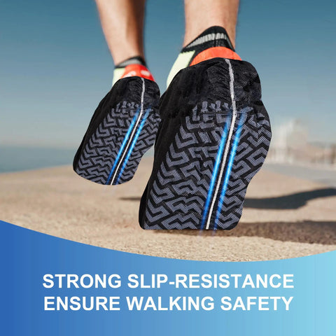 Premium Disposable Large Shoe Covers With Slip Resistance And Durable Nonwoven Polypropylene, underside view showing grip pattern.
