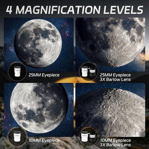 90mm Refractor Telescope For Adults And Kids Beginners With 600mm Focal Length And Fully Coated Green Optics Glass Delivers Bright Clear Views For Easy Stargazing At Home, with 25mm and 10mm eyepieces