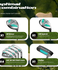 Women Left-Handed 9-Piece Golf Club Set With Stand Bag And Rain Hood Includes Driver Hybrid Irons 5 Through PW And Putter