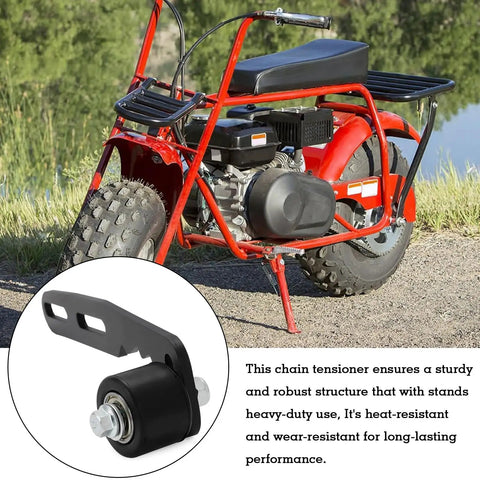 Chain Tensioner Adjuster With Roller And Wrench For Go Karts And Small Engines Built Tough Fits Predator 79cc 196cc side view.