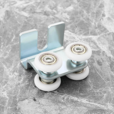 Two Pack Stainless Steel Nylon Sliding Track Roller Kit with Bolts and Nuts for Barn Doors and Sliding Doors Heavy Duty Carriage Assembly