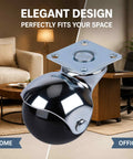 Heavy Duty 2 Inch Ball Casters Without Brake Set Of 4 Chrome Swivel Furniture Wheels Steel Mount Plate for smooth gliding.