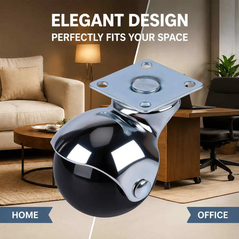 Heavy Duty 2 Inch Ball Casters Without Brake Set Of 4 Chrome Swivel Furniture Wheels Steel Mount Plate for smooth gliding.