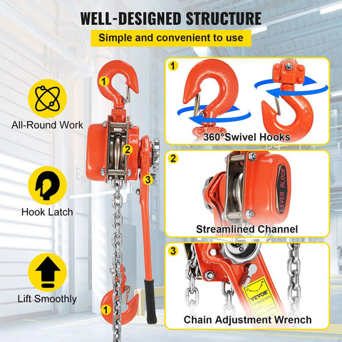 Super Heavy Duty Manual Lever Chain Hoist 3300 Lbs With 10 Foot Solid Carbon Steel Ratchet Come Along Designed To Rock Jobsites And Home Sheds Without Breaking A Sweat